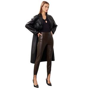 AFRM Dark Brown Faux Leather Sydney Stirrup Leggings